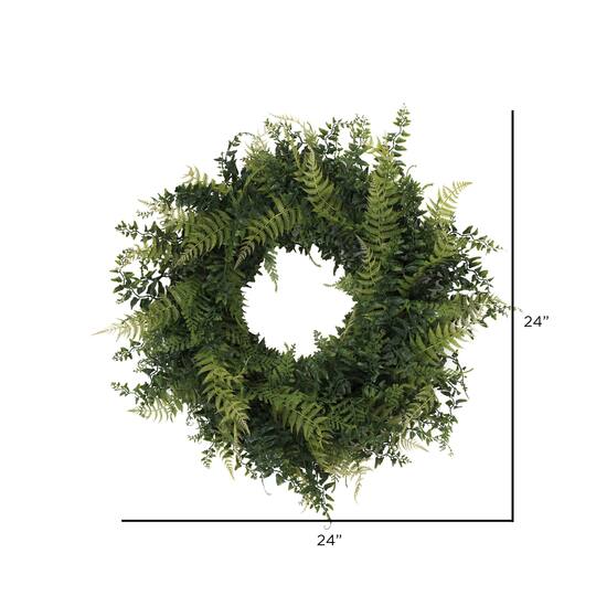 24" Green Buckler Fern & Grass Wreath